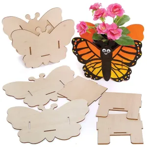 Plant Pot pass biologically passive Painting, Wood Crafts Baker Ross FC824 Butterfly Wooden Flowerpot Kits - Pack of 3, Craft Kits for Kids, 