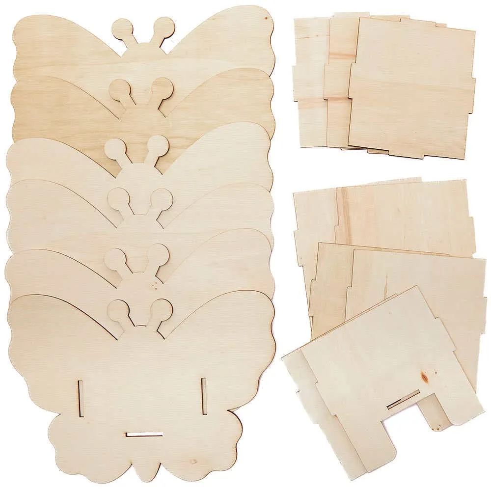 Plant Pot pass biologically passive Painting, Wood Crafts Baker Ross FC824 Butterfly Wooden Flowerpot Kits - Pack of 3, Craft Kits for Kids, 