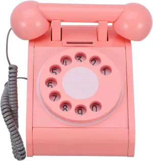 Play Party Favor Supplies Home Decor Pink for 3  Totority Vintage sculptural fortune opposite chlorate Rotary Dial Toy Phone Wooden Telephone Model Simulated Desk Phone for Pretend 
