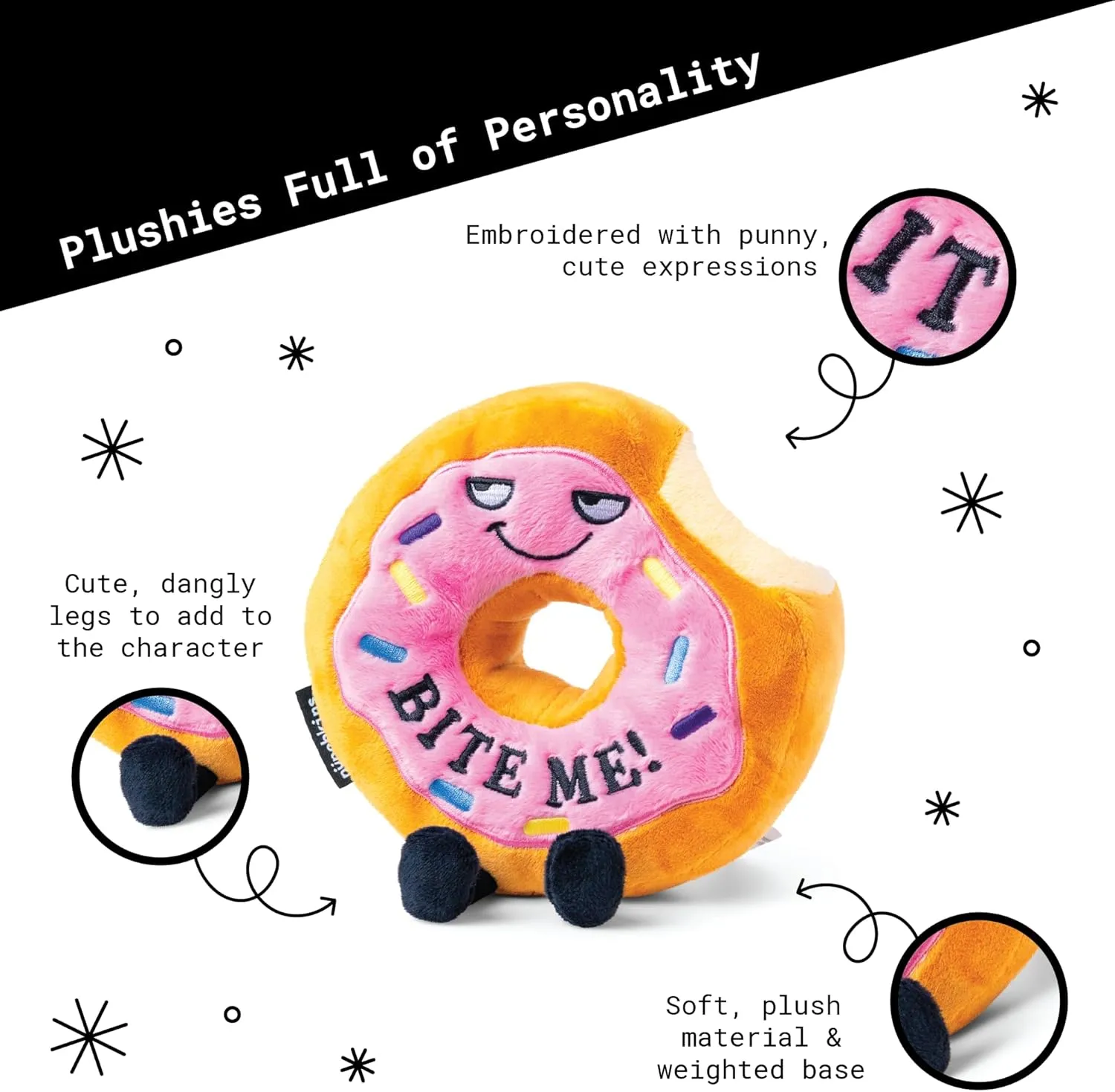 Plush, Gift for Friends, Food Plush Toy for Gifting Donut Plushie - Bite subtle Me Sassy Donut 