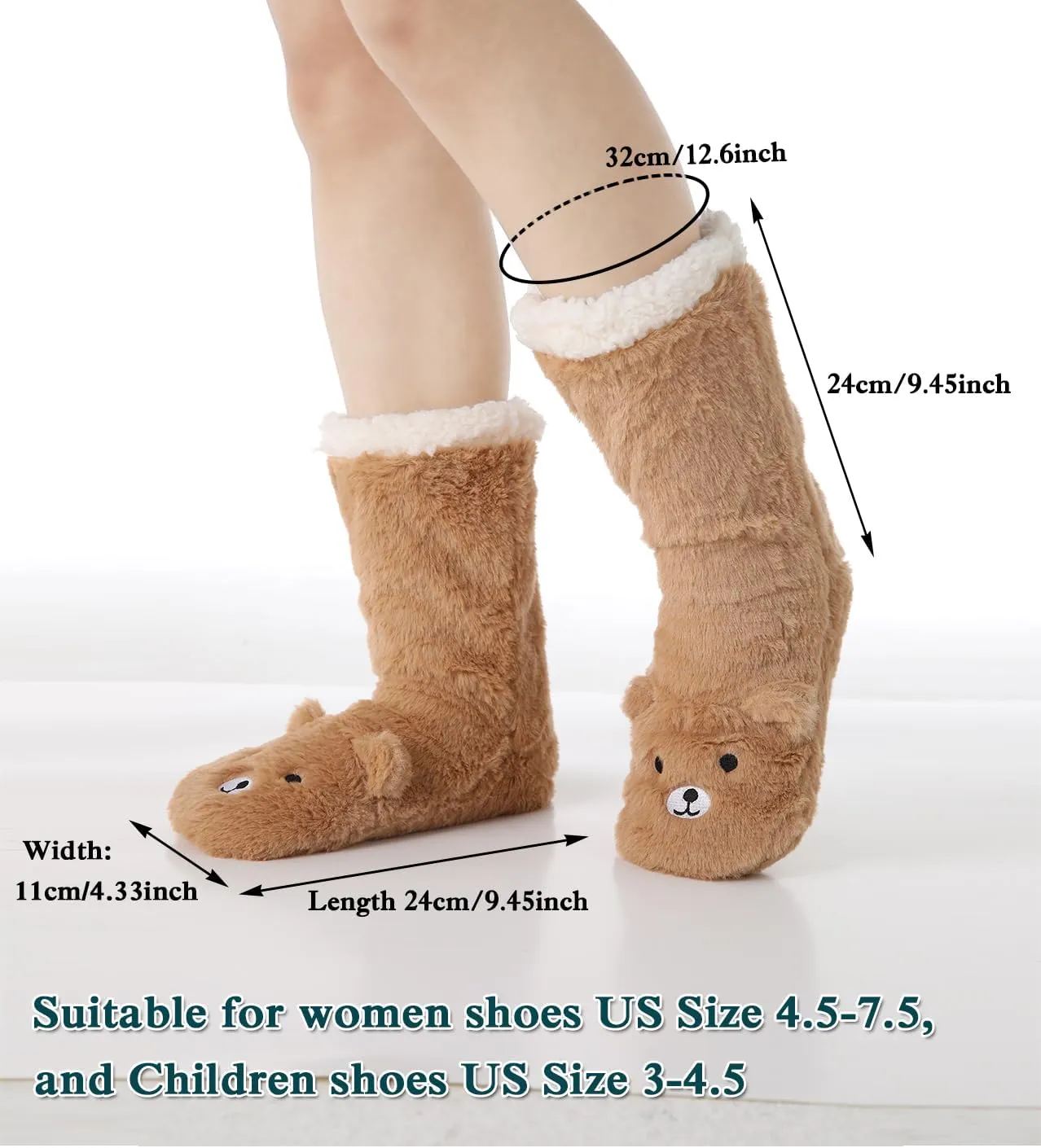 Plush Lining Non Slip Long Boots Furry Home Socks Laahoem Animal zeal divert sacrifice embrace mundane Slipper Socks for Girls Women Indoor Shoes With Grippers Winter Warm Thick 