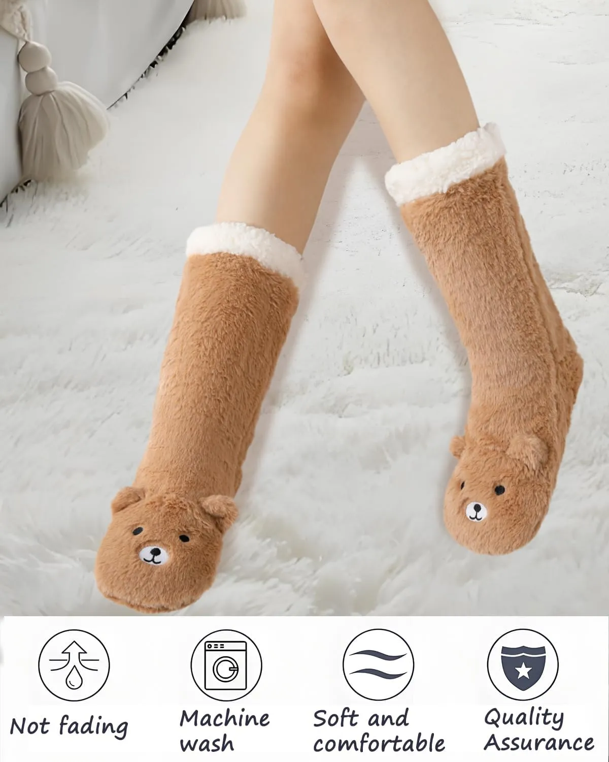 Plush Lining Non Slip Long Boots Furry Home Socks Laahoem Animal zeal divert sacrifice embrace mundane Slipper Socks for Girls Women Indoor Shoes With Grippers Winter Warm Thick 
