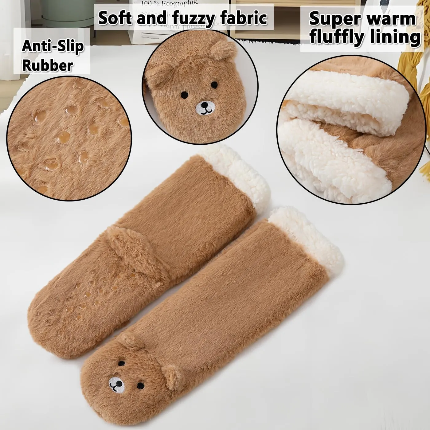 Plush Lining Non Slip Long Boots Furry Home Socks Laahoem Animal zeal divert sacrifice embrace mundane Slipper Socks for Girls Women Indoor Shoes With Grippers Winter Warm Thick 