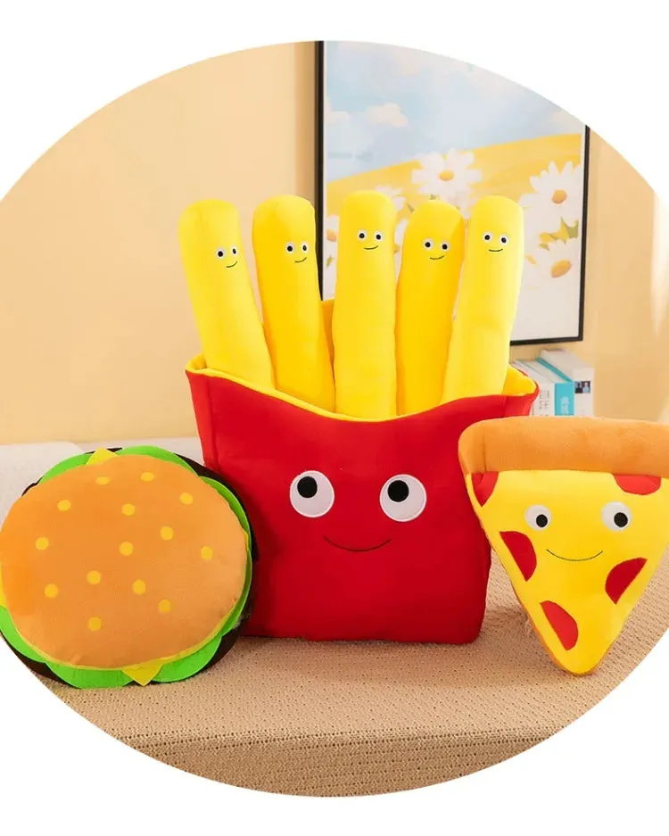 Plush Snack Playset: Hamburger & Fries Doll Toy