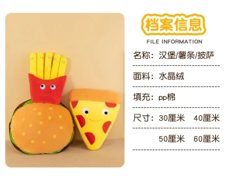 Plush Snack Playset: Hamburger & Fries Doll Toy