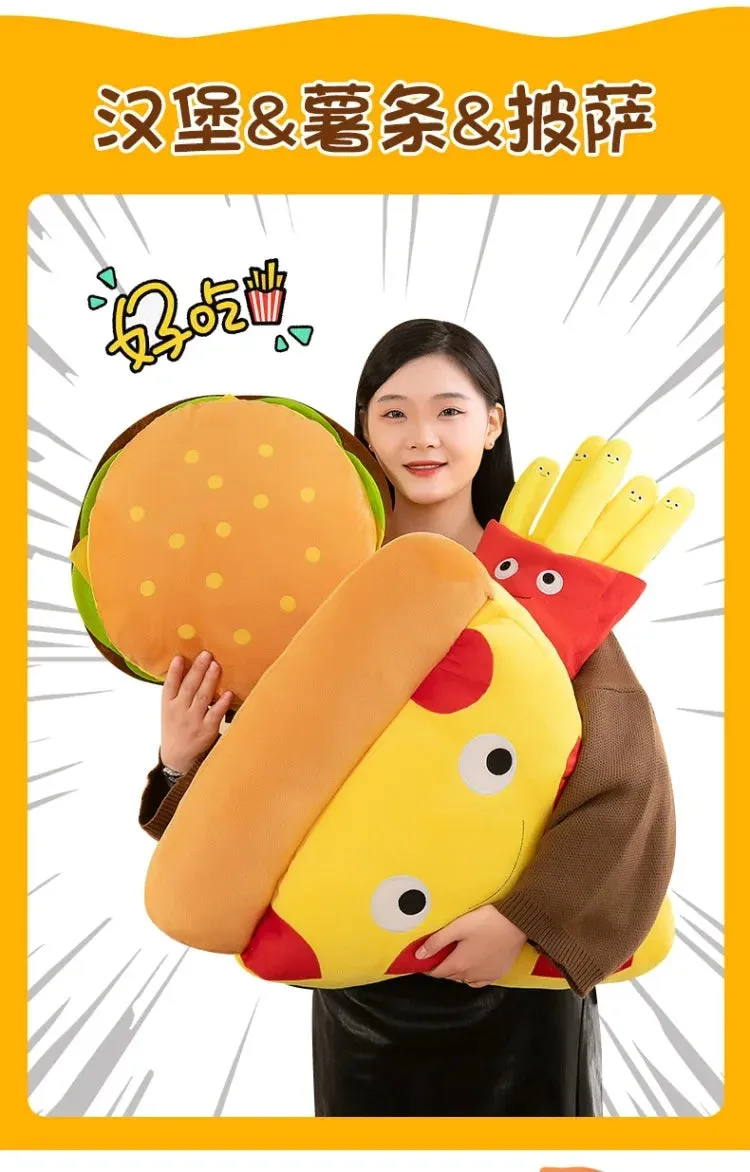 Plush Snack Playset: Hamburger & Fries Doll Toy