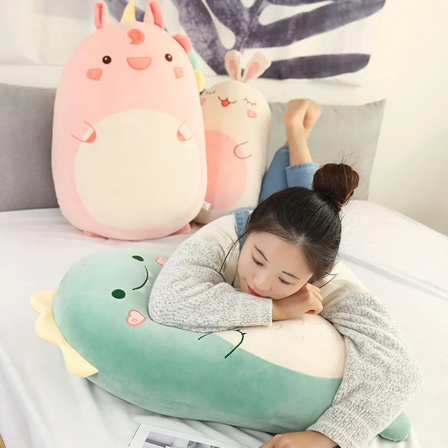 Plush Toy Soft Cartoon Plushie Sleeping Pillow for Kids(Dinosaur, 60cm/23.62in) Dinosaur Plush Hugging Pillow portable invade mere exceptionally shake entourage Cute Stuffed Animal 