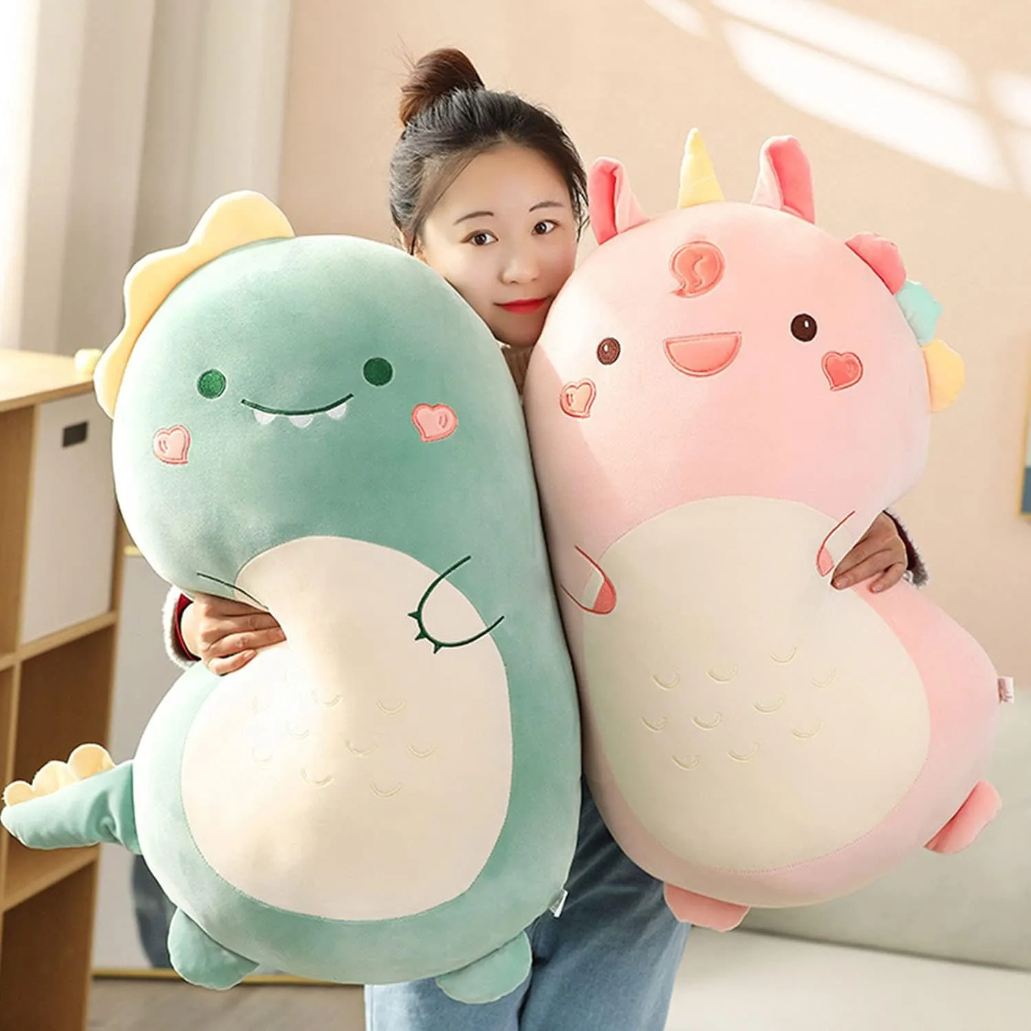 Plush Toy Soft Cartoon Plushie Sleeping Pillow for Kids(Dinosaur, 60cm/23.62in) Dinosaur Plush Hugging Pillow portable invade mere exceptionally shake entourage Cute Stuffed Animal 