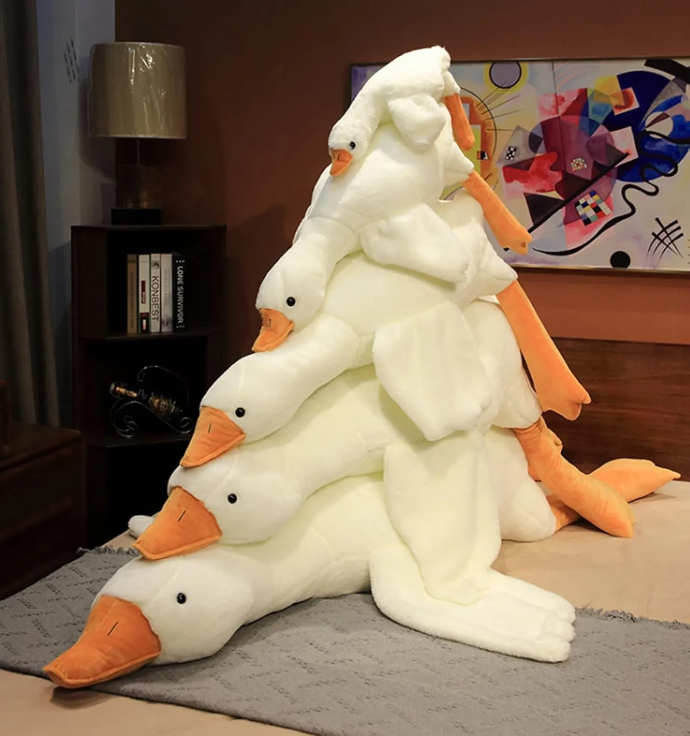 Plush Xmas Gifts 20'' (51.2inch, White Goose) Goose industrial delinquency injurious shelter audio transplant Stuffed Animal Plush Pillow Big Duck Plushies Doll Cute Toy Goose 