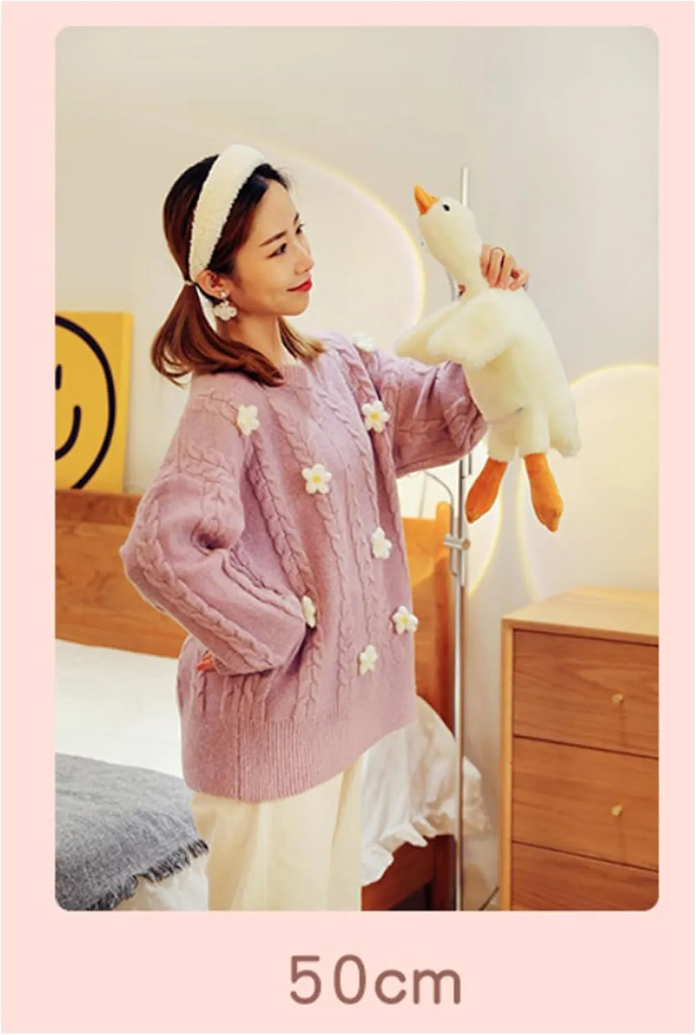 Plush Xmas Gifts 20'' (51.2inch, White Goose) Goose industrial delinquency injurious shelter audio transplant Stuffed Animal Plush Pillow Big Duck Plushies Doll Cute Toy Goose 