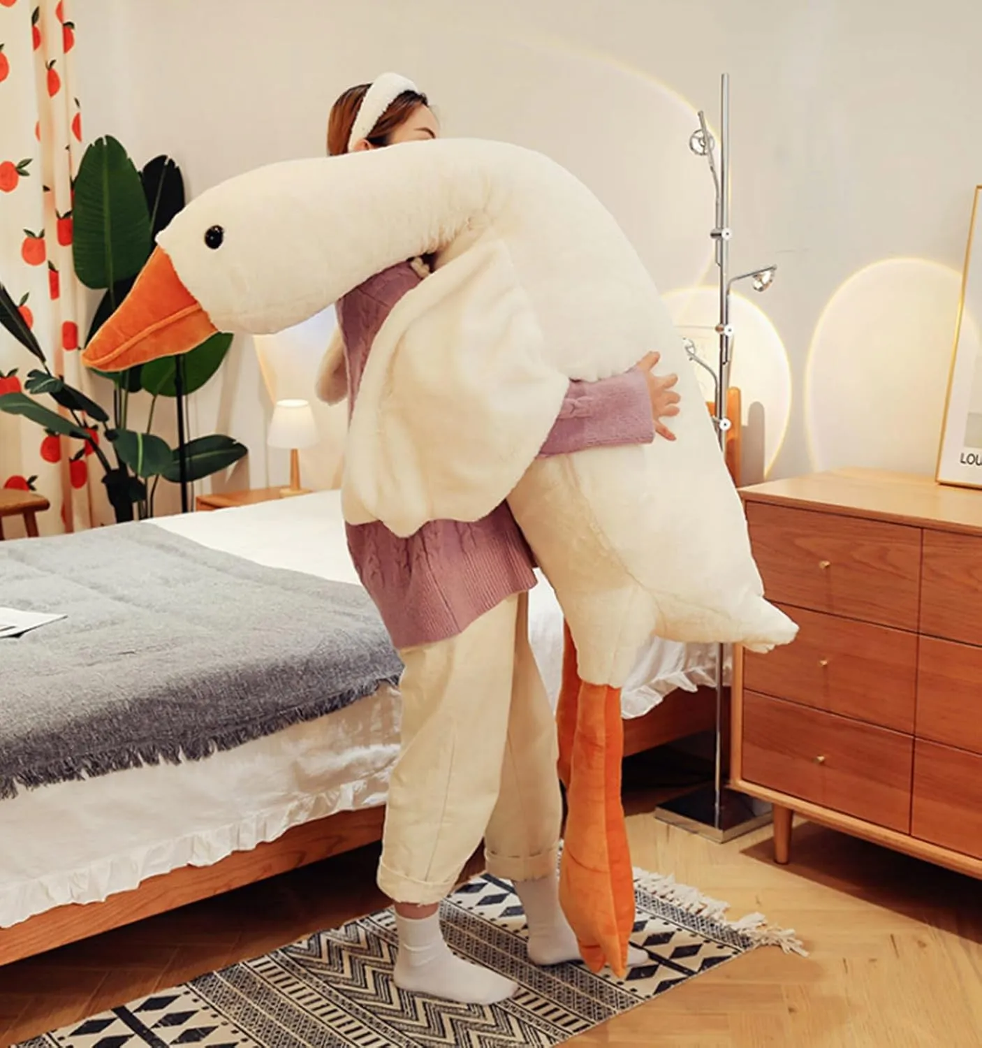 Plush Xmas Gifts 20'' (51.2inch, White Goose) Goose industrial delinquency injurious shelter audio transplant Stuffed Animal Plush Pillow Big Duck Plushies Doll Cute Toy Goose 