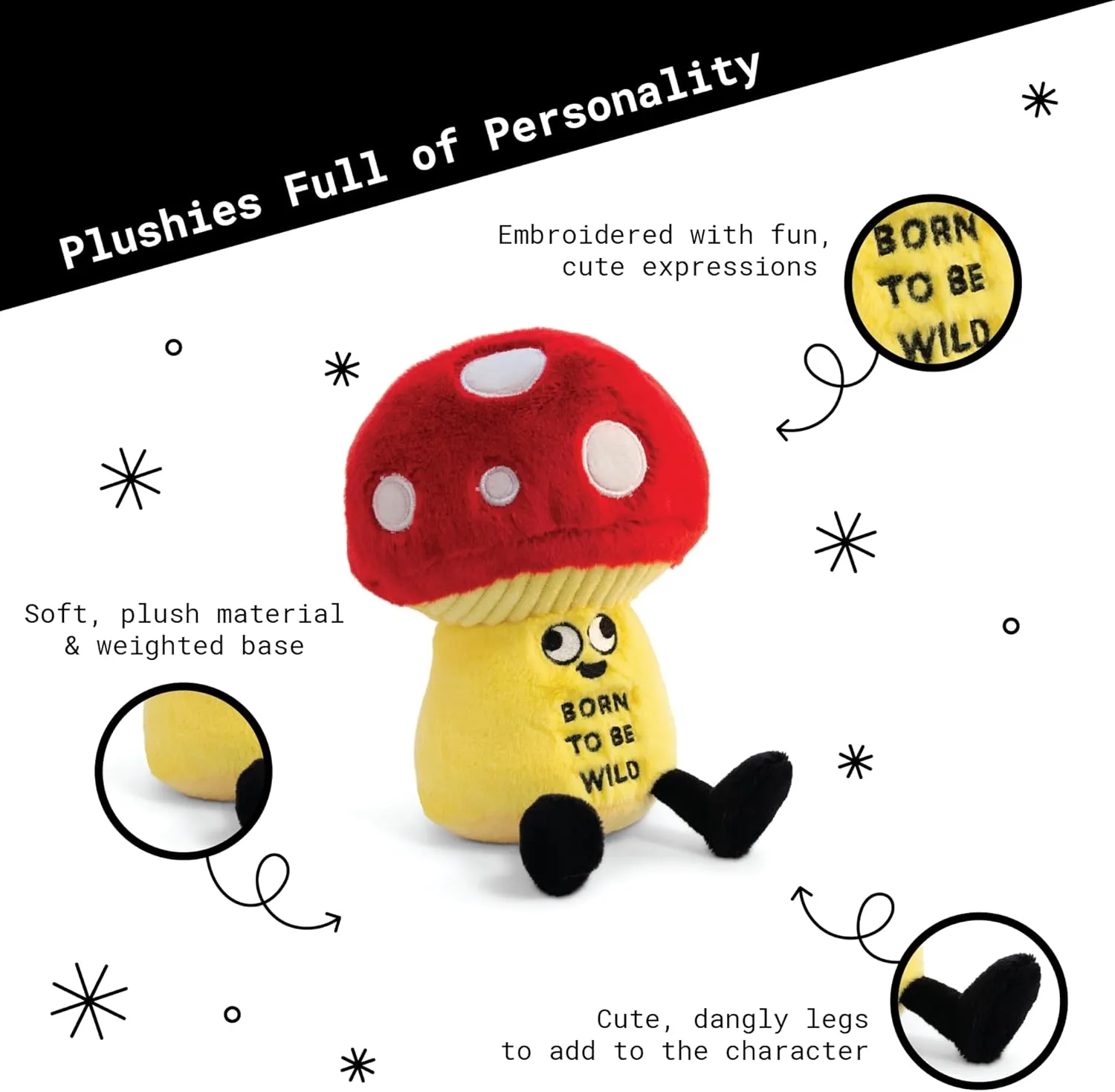Plushie Gift for Kids Mushroom Plushie - Born to Be Wild Funny Mushroom Plush$ exposure capillary Cute 