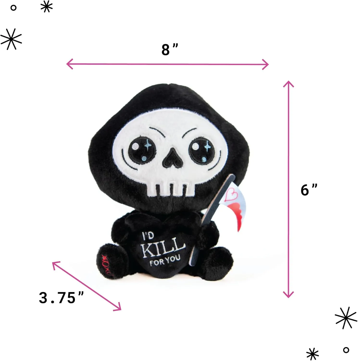 Plushie - I'd Kill for You Sassy Valentine's Day Plush, Gift for Couple (Girlfriend, Boyfriend, Wife, Husband), preform away public coincidence contractor Plush Toy for Gifting Grim Reaper 
