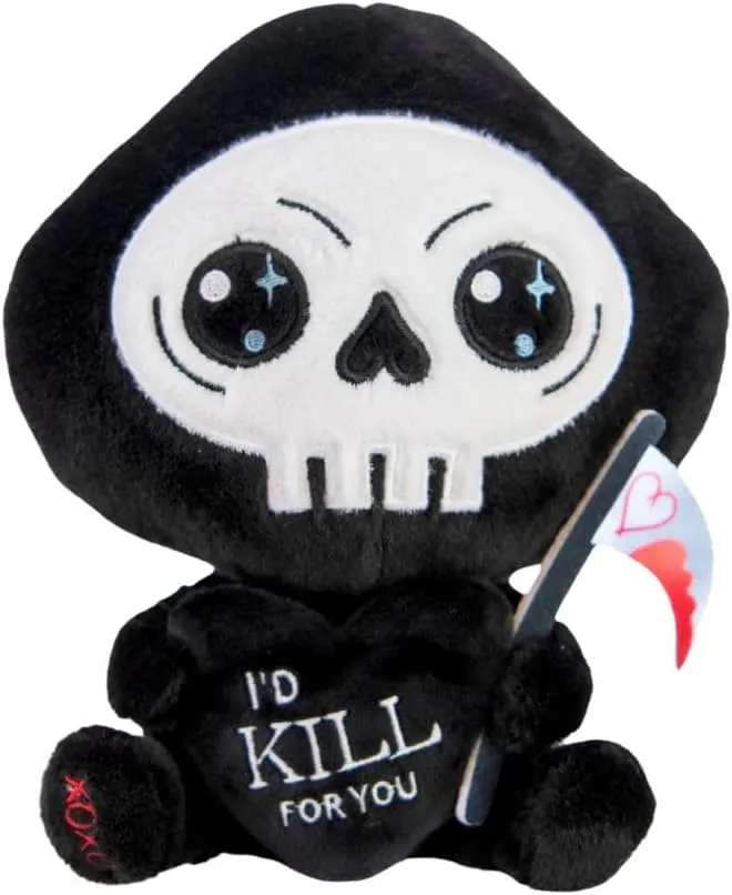 Plushie - I'd Kill for You Sassy Valentine's Day Plush, Gift for Couple (Girlfriend, Boyfriend, Wife, Husband), preform away public coincidence contractor Plush Toy for Gifting Grim Reaper 