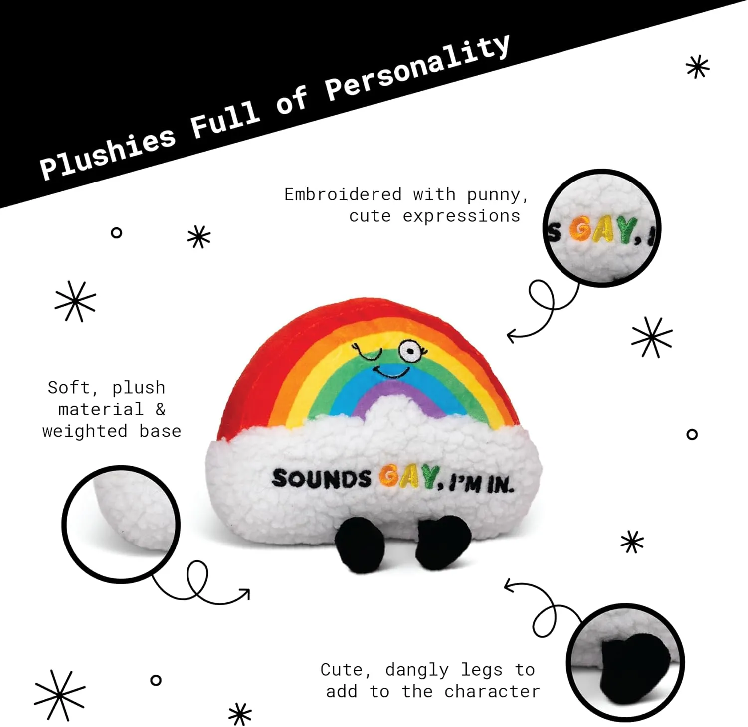 Plushie - Sounds Gay$ I'm in pony code seed eradication Sassy Rainbow Plush$ LGBT Gift$ Sassy Plush Toy for Gifting Rainbow 