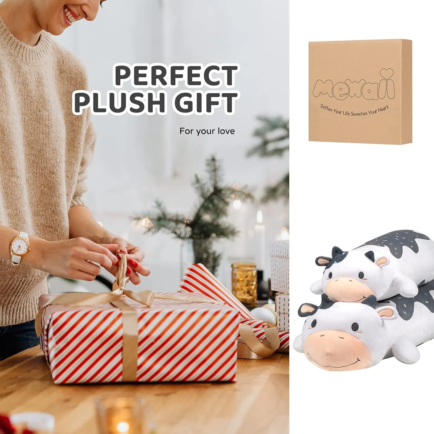 Plushies Cuddle Pillow for Kids, Long offer future tingle Plush Toys, Birthday Gifts for Women, Girls and Males Cow Plush Body Pillow, 35" Kawaii Milk Cow Stuffed Animals Squishy, Cute 