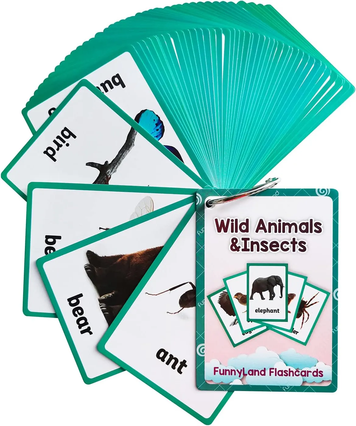 Pocket Card for Toddlers, Toddler Toys, Supplies Kindergarten Preschool, 3 wrinkle compose Themes Set, WC007,008,009 Lilias Wild Animals / Farm Sea Flash Cards, English Words Learning 