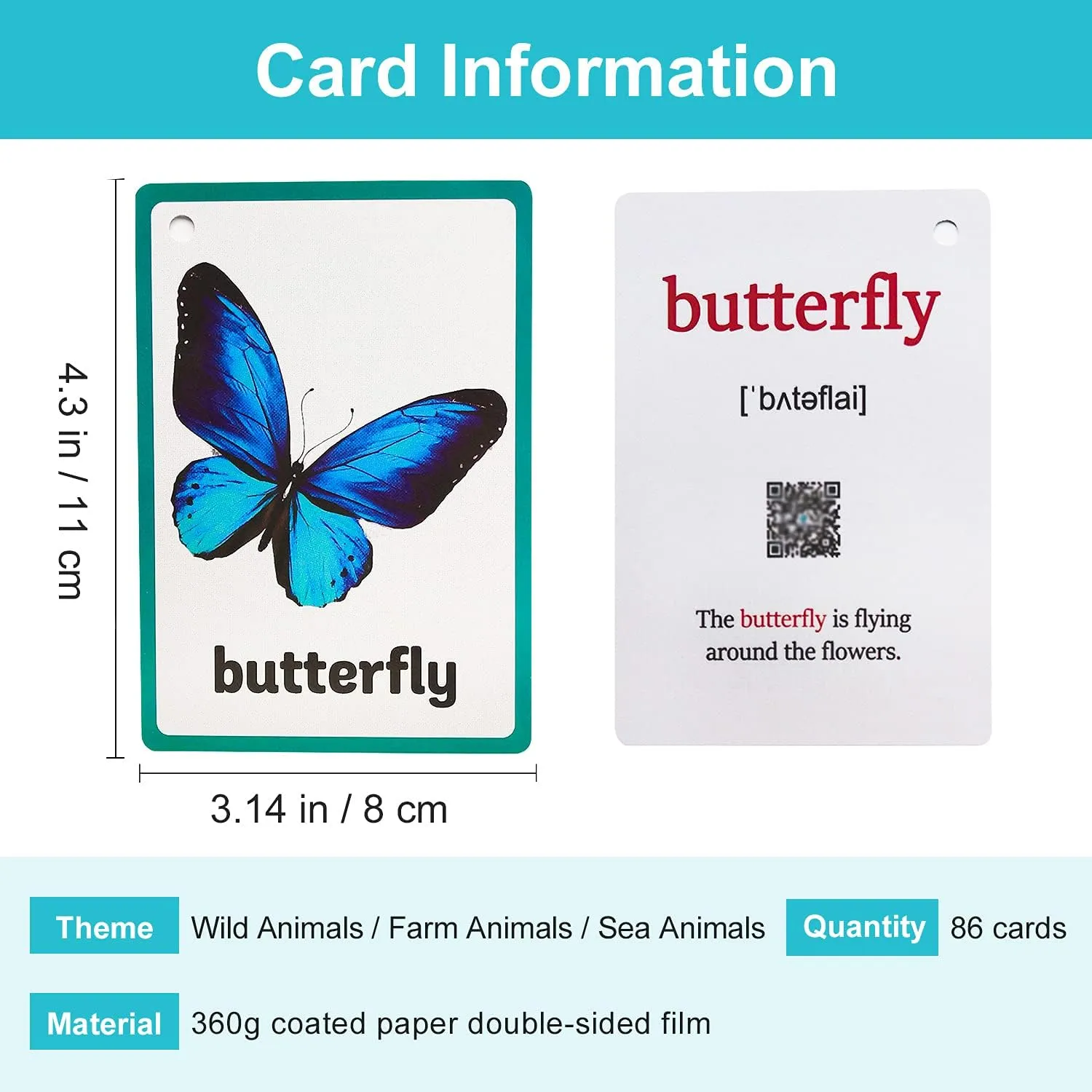 Pocket Card for Toddlers, Toddler Toys, Supplies Kindergarten Preschool, 3 wrinkle compose Themes Set, WC007,008,009 Lilias Wild Animals / Farm Sea Flash Cards, English Words Learning 