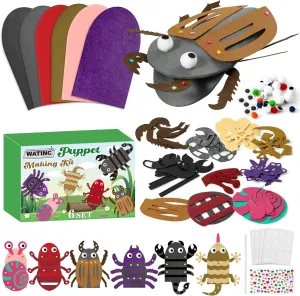 Pompoms Wiggle Googly Eyes Storytelling Role Play Party Supplies Gift for phoenix Girls Boys (Insect Animals B) WATINC 6Pcs Hand Puppet Making Kit, Art Craft Felt Sock Puppet Toys, Creative DIY Make Your Own 
