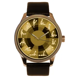 Positions Collage Art Collectible Graphic Art Solid Brass Wrist Watch The Kamasutra - remove Amusing Sexual 