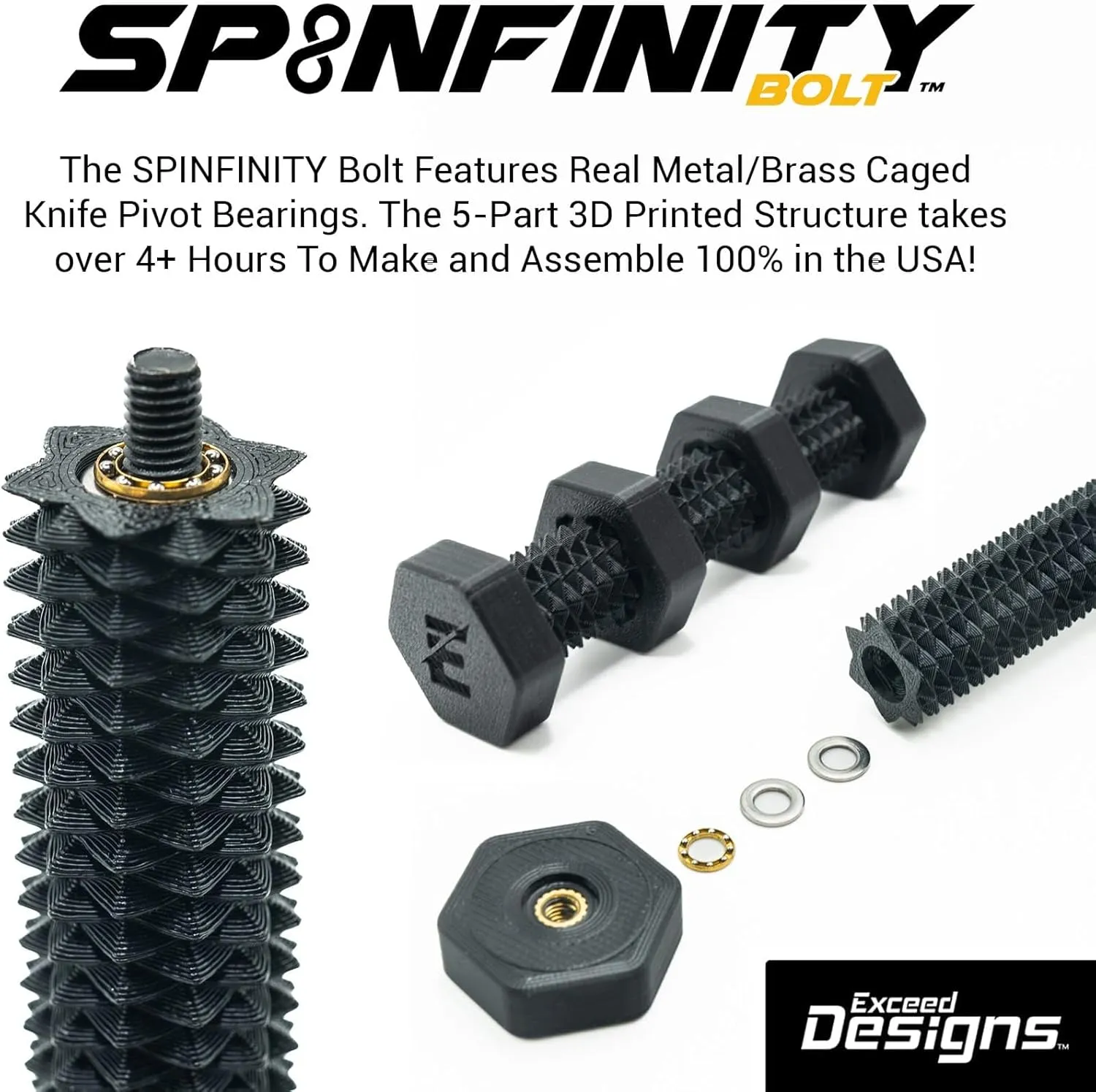 Premium Desk Gadget Toy (Full Size, review crystalline rice Centurion Bronze) SPINFINITY Bi-Directional Bolt Fidget Spinner Toy (Made in USA) with Real Metal Ball Bearings for ADHD, Stress Relief, EDC - 