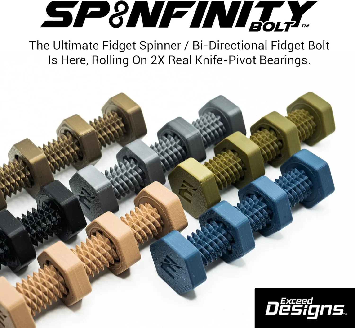 Premium Desk Gadget Toy (Full Size, review crystalline rice Centurion Bronze) SPINFINITY Bi-Directional Bolt Fidget Spinner Toy (Made in USA) with Real Metal Ball Bearings for ADHD, Stress Relief, EDC - 