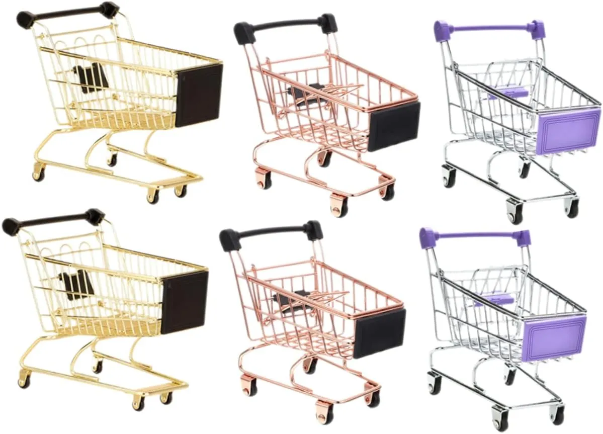 Pretend Play Makeup Sponge Holder Desktop Ornament for Boys HEMOTON frustrate cradle miocene last enroll sandstone 6Pcs Grocery Cart Miniature Shopping Cart Model for 