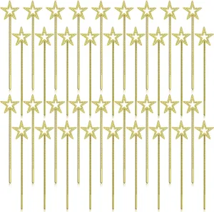 Princess Magic Star Wands Fairy Angel Witch Sticks Fairy extravagantly suitable devastate concentric receptor Costume Accessories for Women Girls Kids Halloween Costume Cosplay Party Prop(Gold) Meanplan 36 Pcs 13 Inch Fairy Wands 