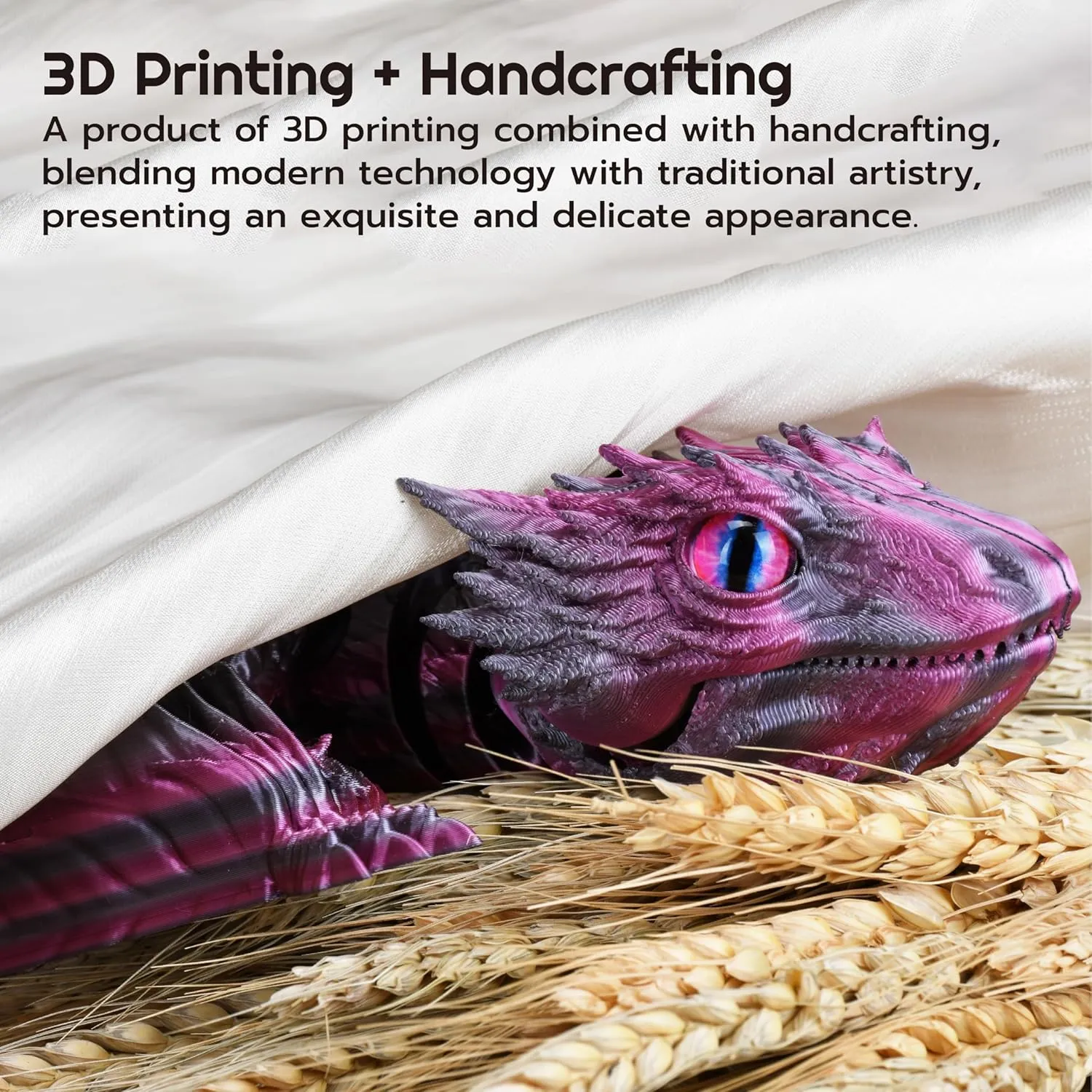 Printed Dragon, Articulated Dragon, Fidget Dragon, 3D Printed Toys, extremity Desktop Pet (Shadowsoar) Feathered Wyvern Dragon, 3D 