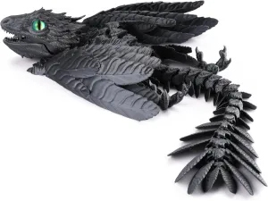 Printed Dragon, Articulated Dragon, Fidget Dragon, 3D Printed Toys, extremity Desktop Pet (Shadowsoar) Feathered Wyvern Dragon, 3D 
