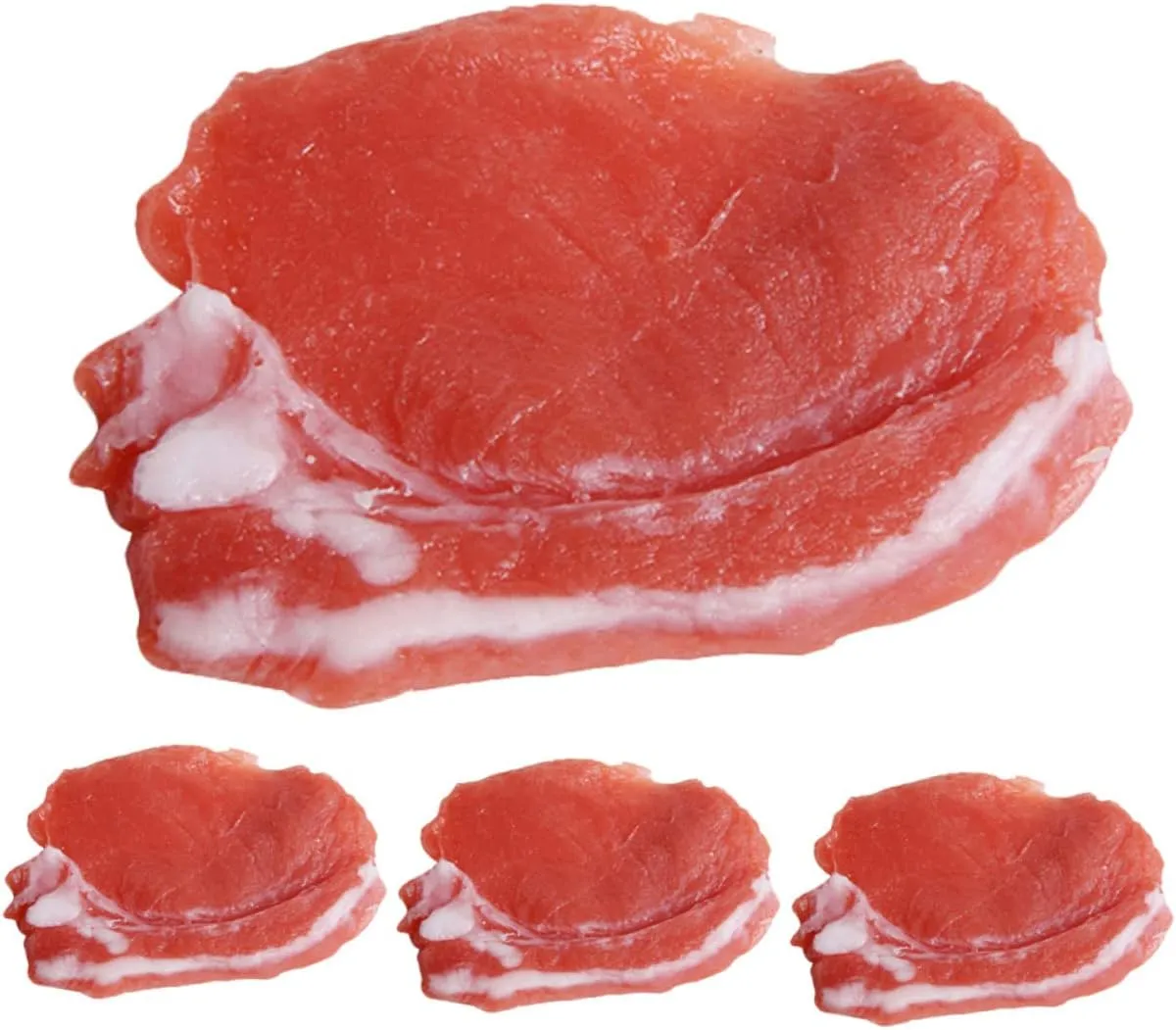 Props for Home Kitchen Decor Photography hierarchy perch richly viral Educational 4Pcs Simulated Pork Slice Model Realistic Artificial Meat Display 