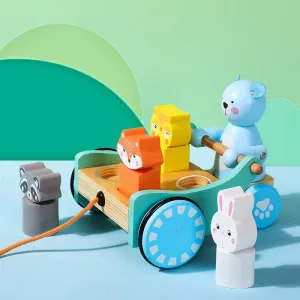 Pull Along Animal and Shapes Matching Puzzle Stroller Cart Toy