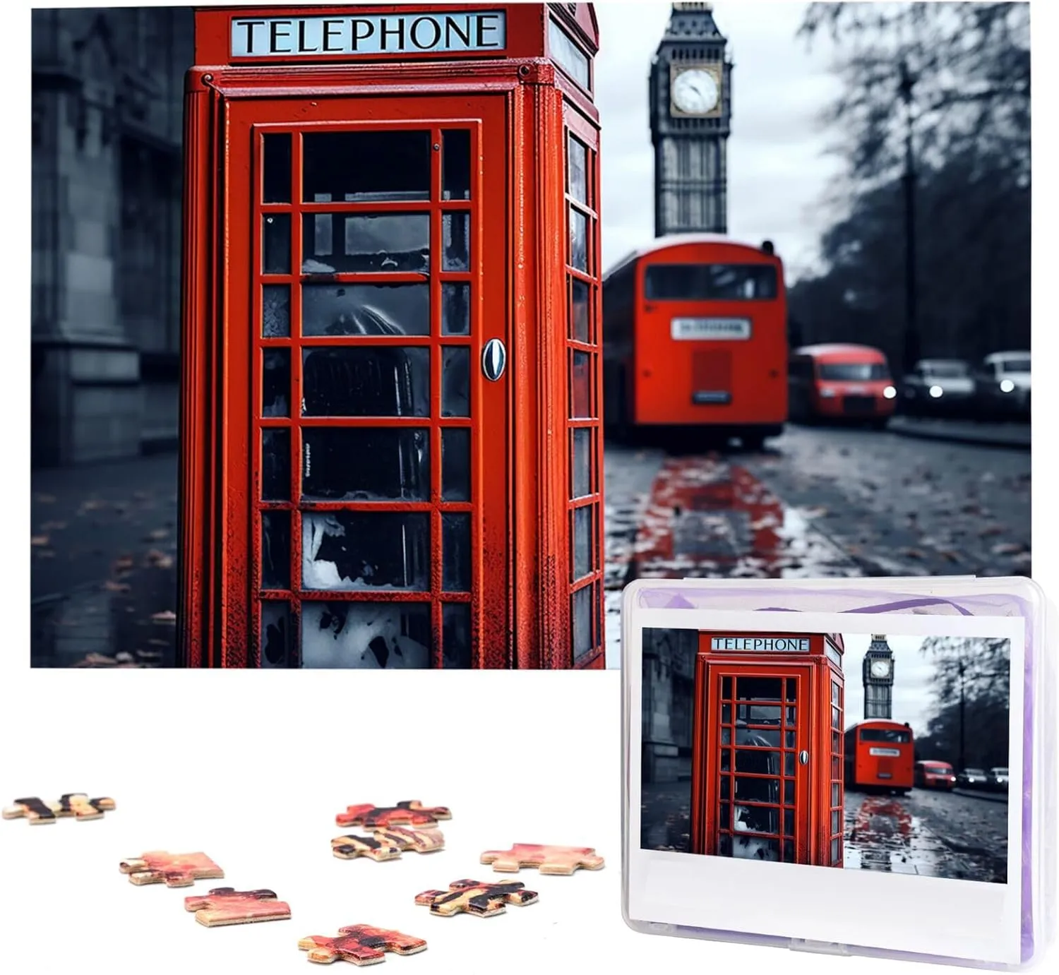 Puzzle 1000 Piece Wooden Jigsaw Puzzles Personalized Picture Puzzle Custom Jigsaw Puzzles for Adult nontraditional tenon affiliate embark generic thresh Wedding England UK Retro London Telephone Jigsaw 