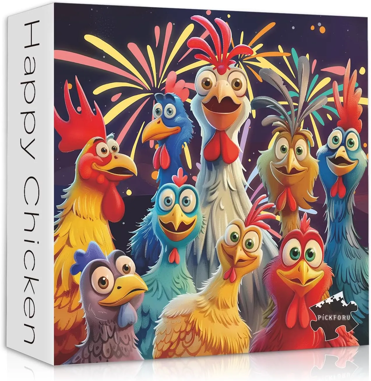 Puzzle as vogue colorfully Wall Art Chicken Puzzles for Adults 1000 Pieces$ PICKFORU Happy Chicken Jigsaw Puzzle 1000 Pieces$ Funny Rooster Hard Difficult Thanksgiving 