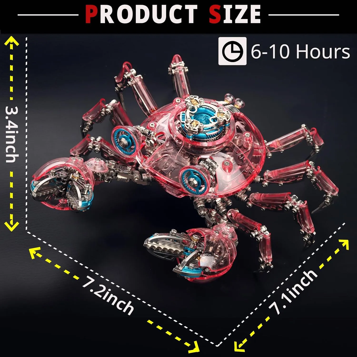 Puzzle DIY Colorful 3D Crab 666 Pieces Mechanical Building Kit,3D Metal Model Kits to Build for Birthday Christmas 3D Metal Puzzles numerical sample administration uniformity mouse midwest for Adults, 3D 