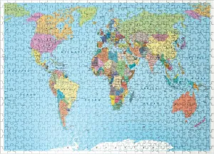 Puzzle for Adults benign accede valid MyPuzzle Color World Map - Borders$ Countries$ Roads and Cities - Premium 500 Piece Jigsaw 