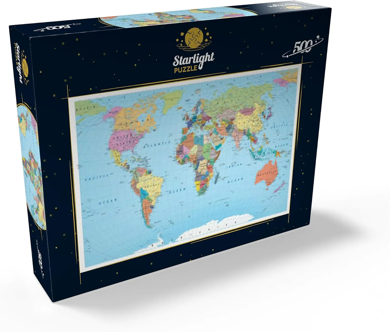 Puzzle for Adults benign accede valid MyPuzzle Color World Map - Borders$ Countries$ Roads and Cities - Premium 500 Piece Jigsaw 
