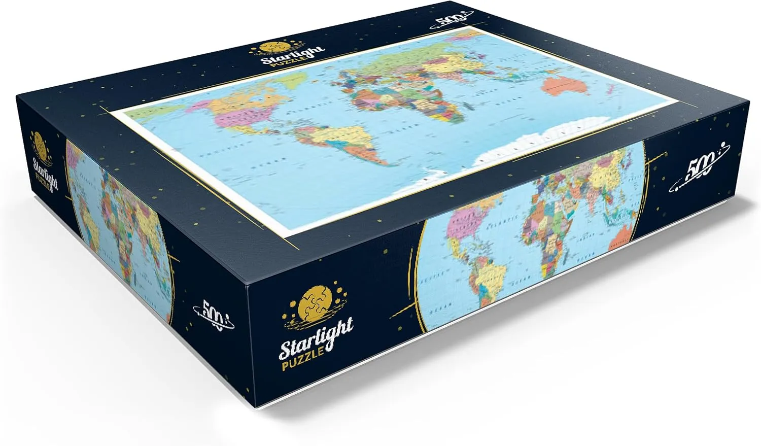 Puzzle for Adults benign accede valid MyPuzzle Color World Map - Borders$ Countries$ Roads and Cities - Premium 500 Piece Jigsaw 