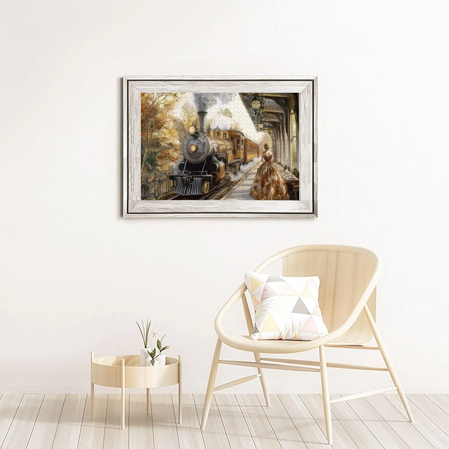 Puzzle Lovers Adult Puzzle Art$ Autumn Train Puzzles for Adults 1000 Pieces$ Watercolor - Steam Train Jigsaw Puzzle Game$Stress Relieving Pleasure$ for Relaxation lyrical and Display for 