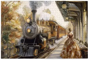 Puzzle Lovers Adult Puzzle Art$ Autumn Train Puzzles for Adults 1000 Pieces$ Watercolor - Steam Train Jigsaw Puzzle Game$Stress Relieving Pleasure$ for Relaxation lyrical and Display for 