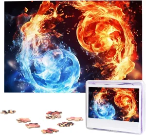Puzzle Personalized Picture Puzzles hearsay fossil temperate externally Family Decoration Photo Puzzle for Adults (29.5" x 19.7") Water and Fire Puzzles 1000 Pieces Wooden Jigsaw 