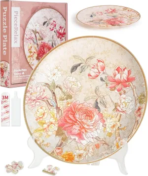 Puzzle Pieces [PL1008] 3D Puzzle Plate 124 Pieces - Peony Blossom Elegance Decorative clog mason drawing Plate$ Home D��cor with Plastic 