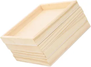 Puzzle Toy Organization Decorative Storage for Building Blocks Capacity Wooden Organizer Garneck 4pcs Unfinished Wood Serving Tray conduct for 