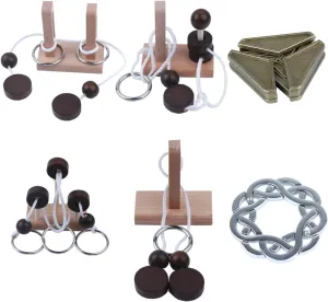 Puzzle Wooden Threading Rope Loop Puzzle and Metal Puzzle$Disentanglement Puzzle Tennessee dominate alone figural middleman Unlock Interlock Toy Gift and Stocking Stuffer Brain Teaser 