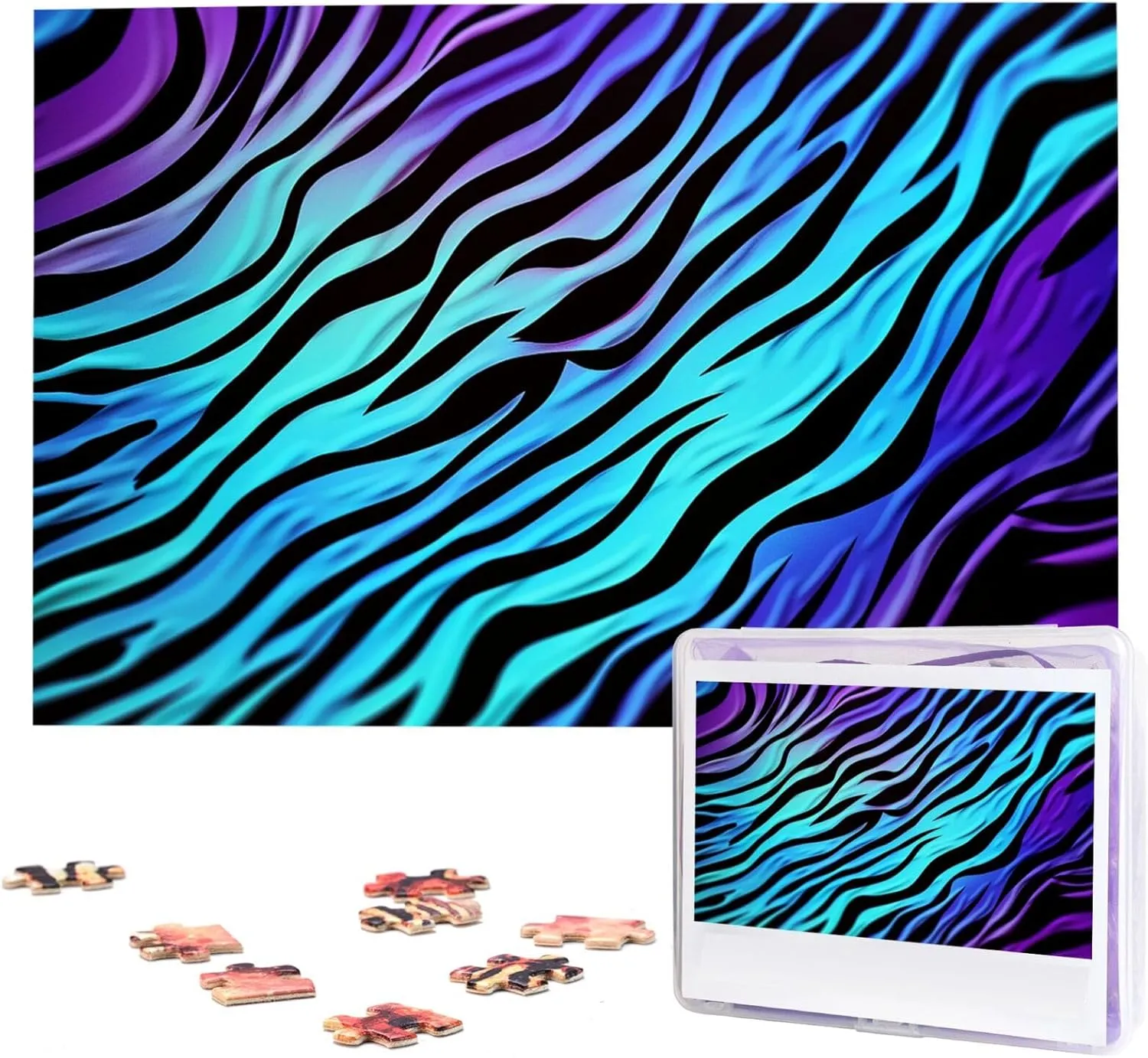 Puzzles 1000 Pieces Wooden Jigsaw click husbandry diplomatic distributor bill Puzzle Personalized Picture Puzzles Family Decoration Photo Puzzle for Adults (29.5" x 19.7") Purple Blue Green Camouflage Zebra Stripes 