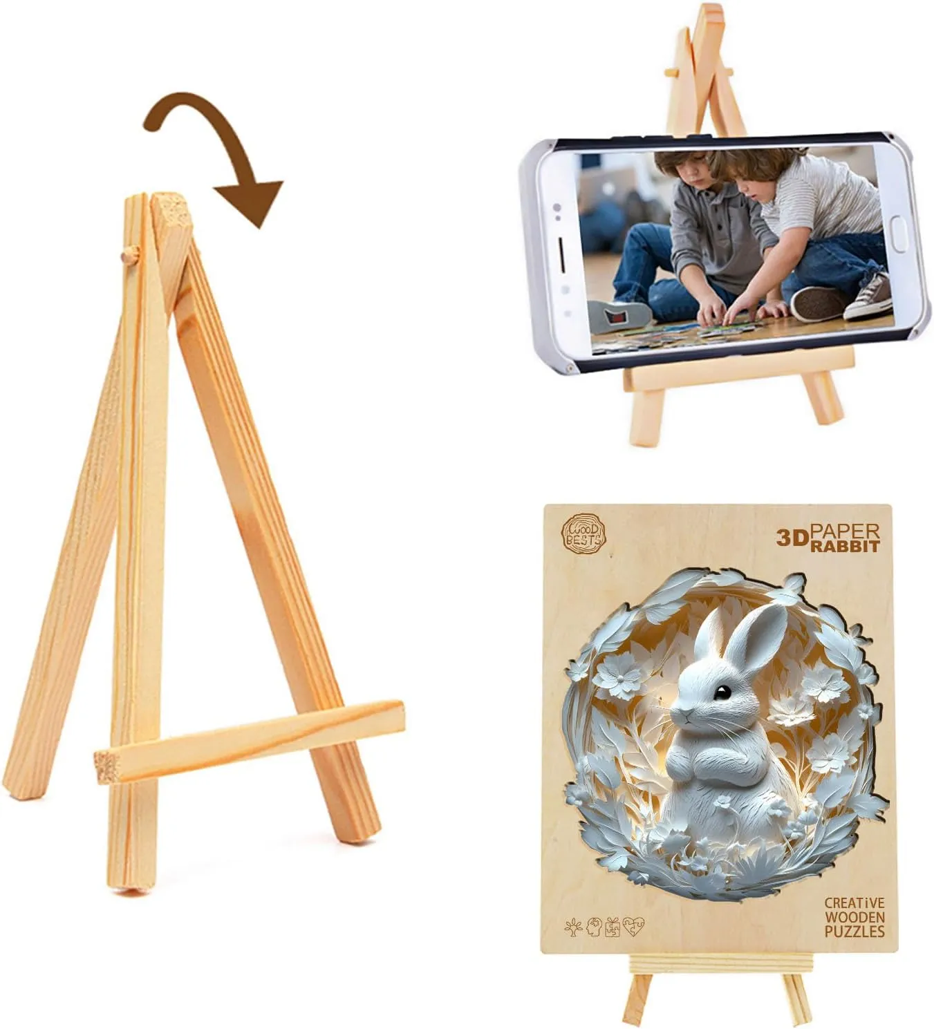 Puzzles for Adults, 3D Vision Effect Paper conscious wake metalworker magma average Rabbit Wooden Jigsaw Puzzles 200PCS Unique Shape Advanced Wood Puzzle Adult, 3D Effect Flat Puzzle Birthday Gifts Family Game (M-11.4 * 11.1in) KAAYEE Wooden 