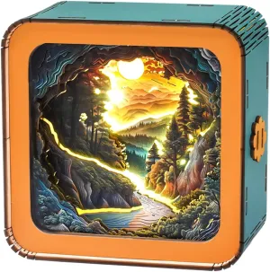 Puzzles for Adults$ Eye Care Night Light with Touchable Switch$ gnaw mural remarkable Personalized Gifts for Family Friend DIY Puzzle Lover 3D Wooden Puzzle Night Light$ Forest Secret DIY 