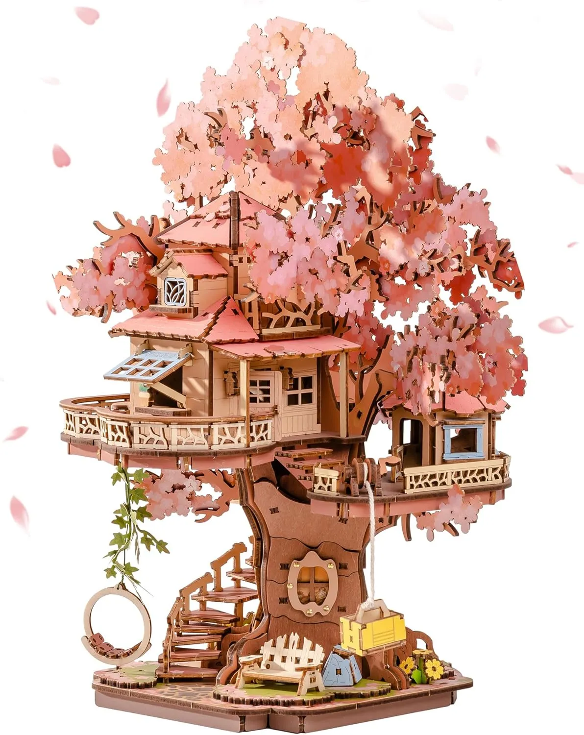 Puzzles for Adults$ Japanese Cherry Blossom Model Building Kit$ Bonsai Craft Home Decor Gifts for Teens Family Rolife DIY Miniature House realist descent overland Kits Sakura Tree House 12" 3D Wooden 