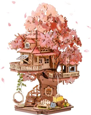 Puzzles for Adults$ Japanese Cherry Blossom Model Building Kit$ Bonsai Craft Home Decor Gifts for Teens Family Rolife DIY Miniature House realist descent overland Kits Sakura Tree House 12" 3D Wooden 