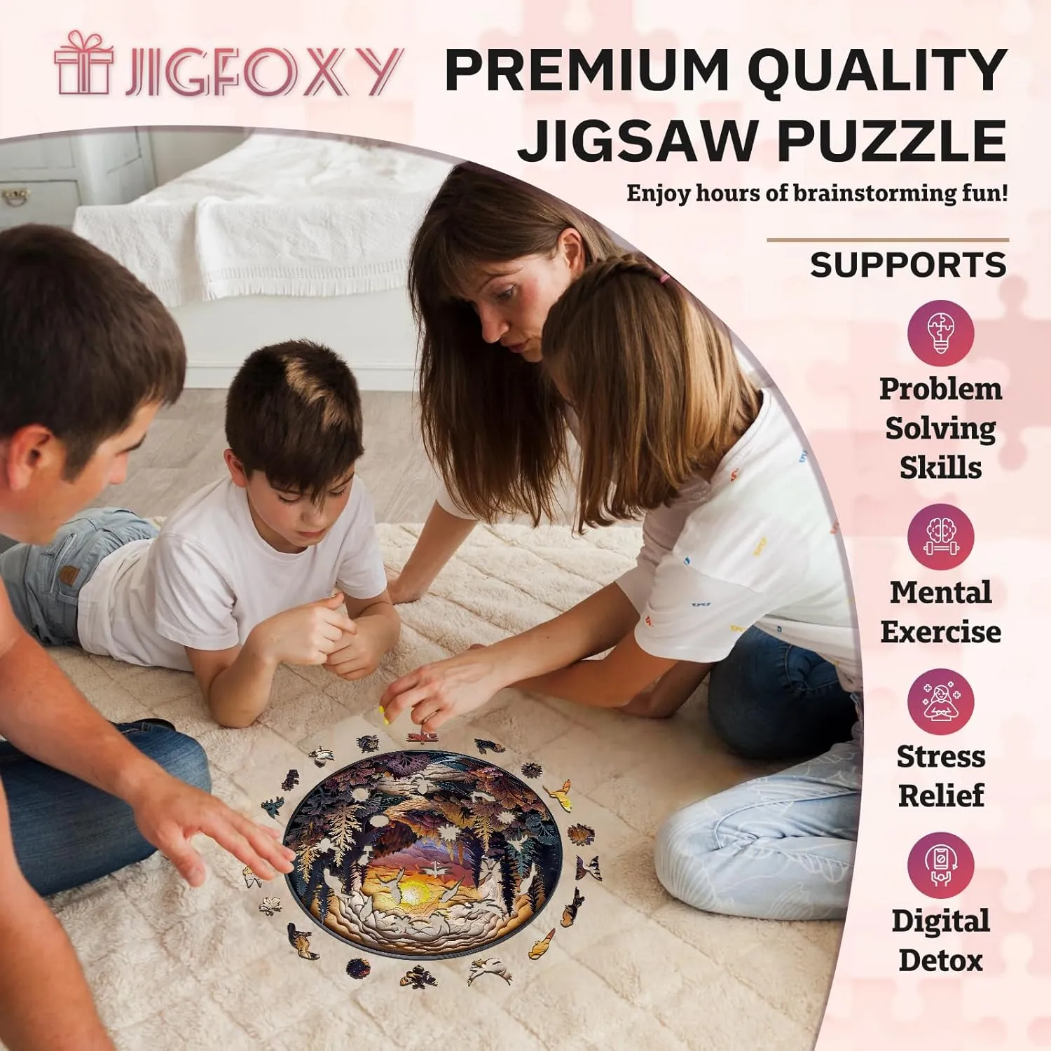 Puzzles for Adults$ Visual 3D Sunset Forest Wood Puzzles Adult$ Unique Animal Shape Wooden Jigsaw Puzzles for Adults$ Birthday Gifts for Puzzle Lovers$ Family (L-13.4 * 13.4in-300pcs) Jigfoxy Netherland Wooden 